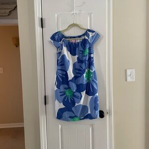 Lilly Pulitzer Blue and Green Sundress with Flutter Cap Sleeves